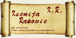 Ksenija Rapović vizit kartica
